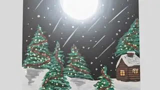 Come disegnare un bellissimo paesaggio invernale/ colori acrilici/ paesaggi