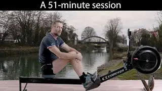 Une séance ergomètre aviron endurance technique. A rowing ergometer session in technical endurance