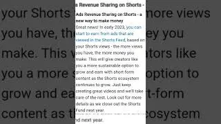 Earn Ad Revenue on Shorts #youtubeshorts #youtubeupdate