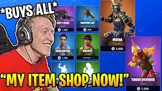 Tfue BUYS the WHOLE ITEM SHOP Skins Emotes Gliders in Fortnite Moments Today