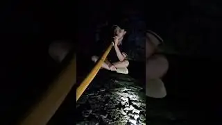 Practice Session On A Self-Made Bamboo Didgeridoo Inside An Historic Railway Tunnel, Key Of 440hz B
