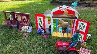 Barbie and Chelsea dolls fall fun on the farm