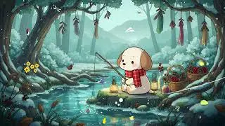 Puppy's Peaceful River 🌨️ Relaxing Lofi Music ✨ for Deep Sleep & Winter Dreams