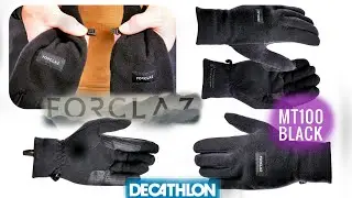 FORCLAZ GLOVES ADULT TREKKING RECYCLED FLEECE GLOVES - MT100 BLACK UNBOXING #forclaz #mt100black