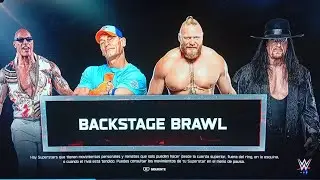 Un John , the rock ,Brock, undertaker en un backstage Brawl 