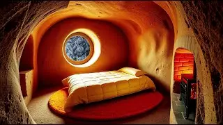 Cozy Winter Cave Bedroom ❄️ Fireplace Ambiance & Snow-Covered Rustic Retreat