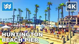 [4K] Huntington Beach Pier, California USA - 4th of July Eve Walking Tour & Travel Guide