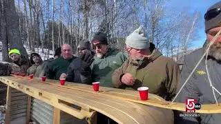 On Hosmer Pond, tobogganers display intense competition and comradery