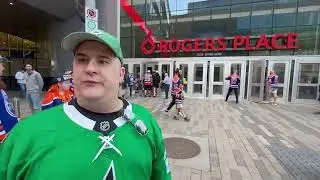 King Dawk of BS3 Sports talking to a #DallasStars fan outside of Rogers Place