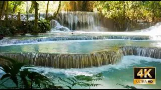 1hr Relaxing music with water fall (4K)