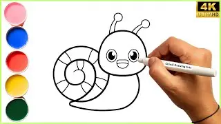 How to Draw a Snail for Kids Step by Step | Easy Snail Drawing for Kids | Snail Drawing Tutorial