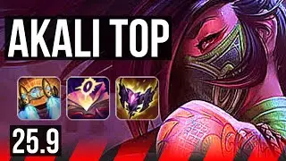 AKALI vs IRELIA (TOP) | 9 solo kills, Legendary | KR Grandmaster | 25.9