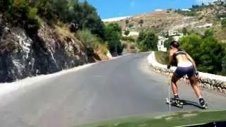 Subida Cotobro almu&ntilde;ecar en rollerski Victoria Padial