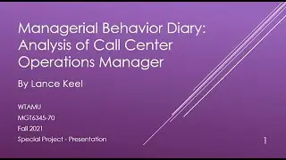 Managerial Behavior Diary by Lance Keel