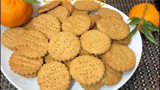 بسكوت اليوسفي🍊 نباتي بدون دقيق ابيض،يناسب#الدايت ،مكوناته في كل بيت ومقرمش👏