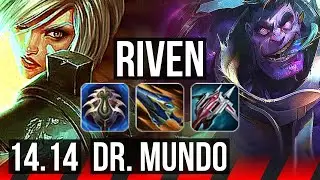 RIVEN vs DR. MUNDO (TOP) | 15 solo kills, Legendary, 2800+ games, 19/3/2 | NA Challenger | 14.14