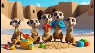 Meerkat Family Builds a Sand House | 3D Animated Nursery Rhyme for Kids