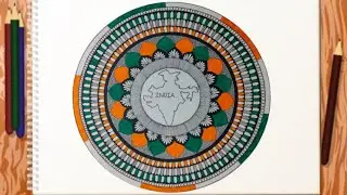 How to draw mandala design | Independence day mandala art | Tricolour | #3