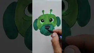 Gog The Alien Green Dog Color Art 😍 Pretty Little Baby  #art​ #trending​ #acrylicpainting​ #aliendog