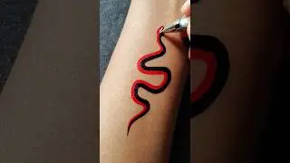 SLITHERING STYLE | Black & Red Snake Tattoo for Girls | Wrist Temporary Tattoo Idea....#art #tattoo