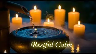 Relaxing Zen Serenity Flow Bamboo Fountain and Candle Glow for Deep Sleep Meditation Healing Calm