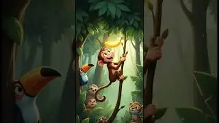 Golden Banana Magic 🐒✨  The Monkey with a Long Tail #shorts #monkey  #animals