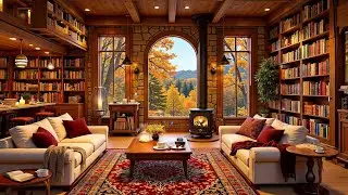Healing Autumn Piano for Stress Relief 🍁 Autumn Stillness, Cozy Cabin Ambience, Fireplace Warmth