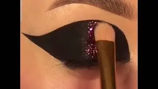 Easy classic Black Smokey Eyes  with pink glitterl Annie's Channel #smokeyeyes #Blacksmokey #Smokey