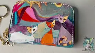 Showcasing APHISON Leather Zipper Card Wallet Case   Three Cat Print
