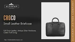 Croco Small Leather Briefcase | In Action