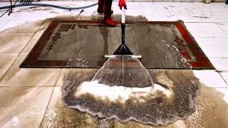 Extra dirty old rug deep cleaning ASMR