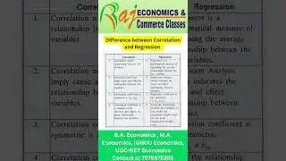 Difference between correlation and regression #ytshorts #statistics #economics