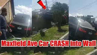Car CRA$H into Wall   Maxfield Ave No One Was Hurt