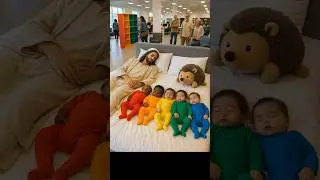 Jesus Blessings! 🌈👶🦔 Babies and Hedgehog Run to Rest in His Love 🙏✨ #aianimationjesusandgod