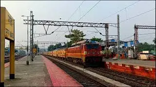 KaviGuru Express 100 kmph Crossing at Magra | WAP-4 #22309 (HWHD) | 🚄IRFdipayan23🇮🇳