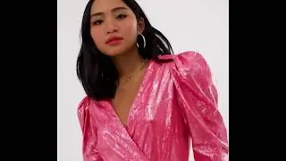 Plunge front wrap mini dress in pink snake print
