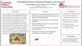 Path Optimization for Autonomous Rough Terrain: Carnegie Mellon RI Summer Scholar Gargi Sadalgekar