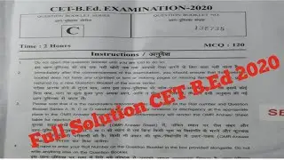 Answer key of Bihar CET B. Ed. Examination 2020 unofficial question paper with full solution