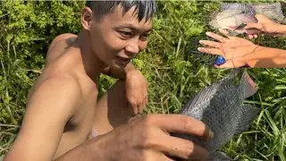 Chày lưới dưới ao hoang, bắt toàn cá to