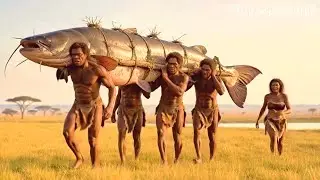 3.4 Million Years Ago: When Homo habilis Faced Giant Catfish Ancestors #documentary #prehistoric 