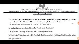 NBU - PG new date for Documents verification 2022 || University of North Bengal