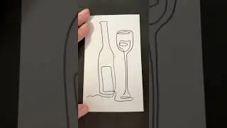 Wine and glass with one line #easyartlover #jituseasyart #art #sketch