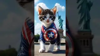 Superhero Cat 2 : CAPTAIN AMERICA! 🐾💥 | Heroic Presentation Short #cat #hero #shorts