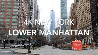 [4K] Lower Manhattan. Short Walk. Waterfront. Hudson River. New York. Statue of Liberty Battery Park
