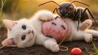 Kitten attacked by fire ants. Golden dog runs to save | Cat video | KING MEOW | Cute cats