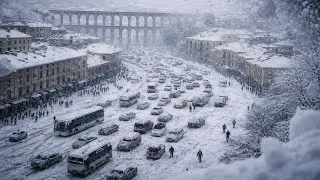 Chaos in Spain! Heavy Snowfall in Segovia Paralyzes City Activities.