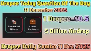 Dropee Coin Airdrop | Dtopee Today Combo 11 December 2025 | Dropee Today Question of the Day 