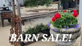 Barn Sale! Farmhouse, Antiques, Topiaries, Garden, Country Flowers, Architectural Primitive!