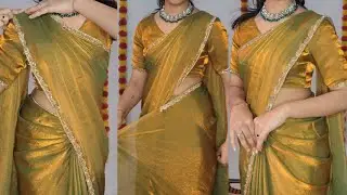 How to Latest silk saree draping tutorial for beginners/perfect side&shoulder pleats in easy tricks 