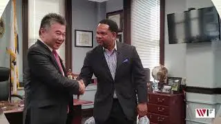 Windfall Group CEO Eddie Ni Presenting Real Estate Development Plan to Aurora Mayor Irvin March 2023